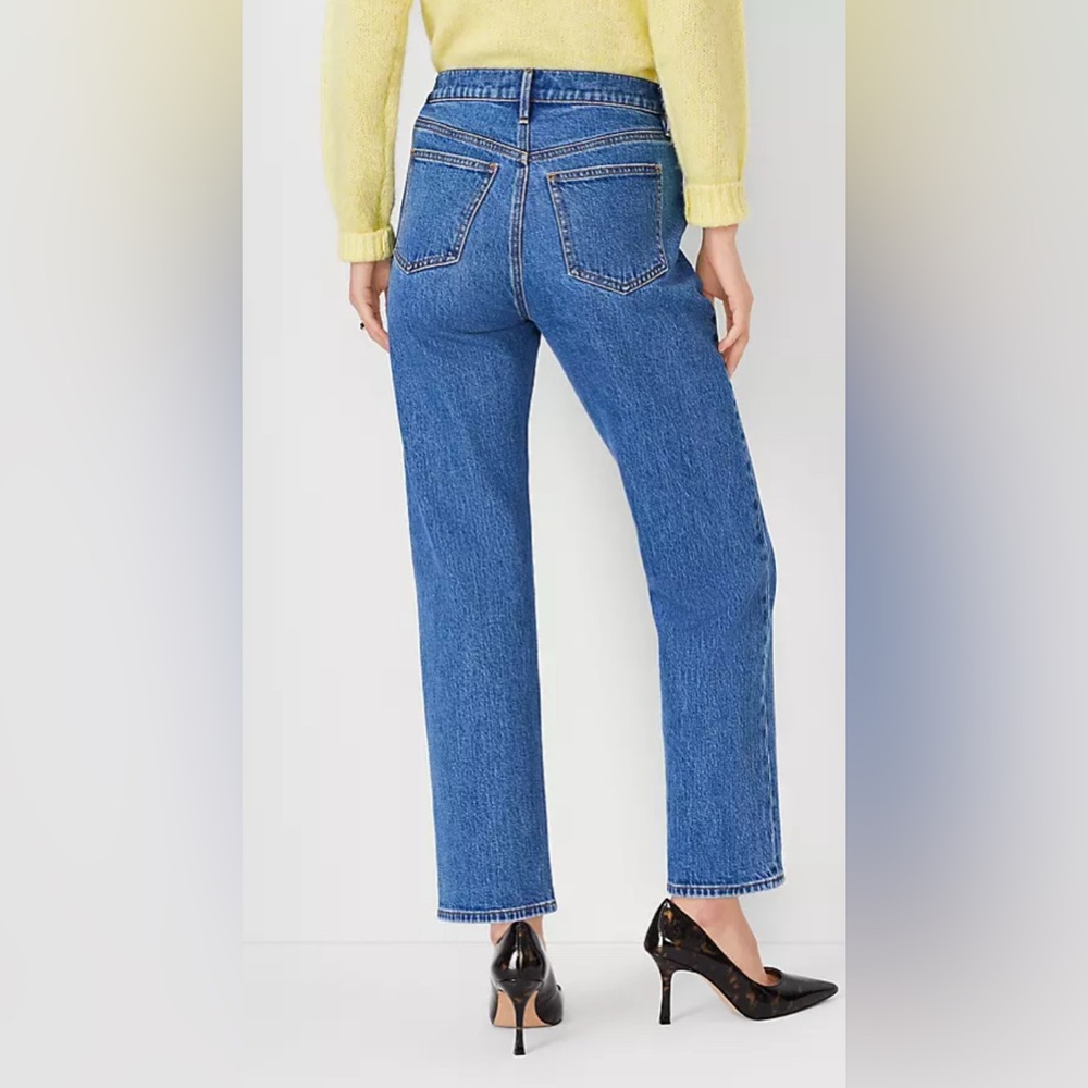 Petite High Rise Straight Jeans in Vintage Mid Indigo Wash